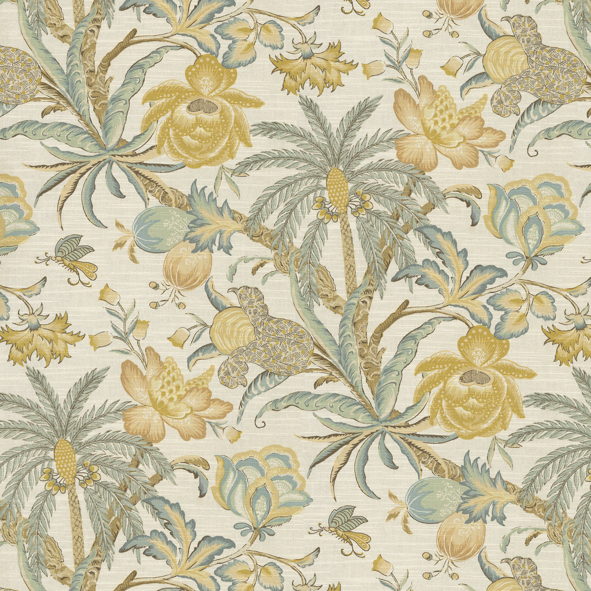 Waverly Fiji Flora - Tissu d'ameublement Blond 682391