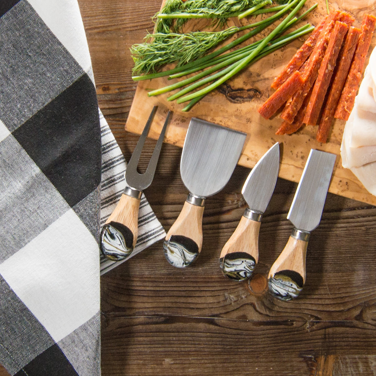 Premium Tiny Wooden Handle Cheese Knives: Premium Knife Set - Luxus Heim